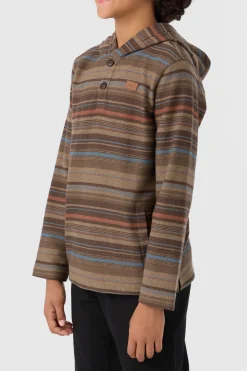 BOY'S BAVARO STRIPE PONCHO PULLOVER FLEECE