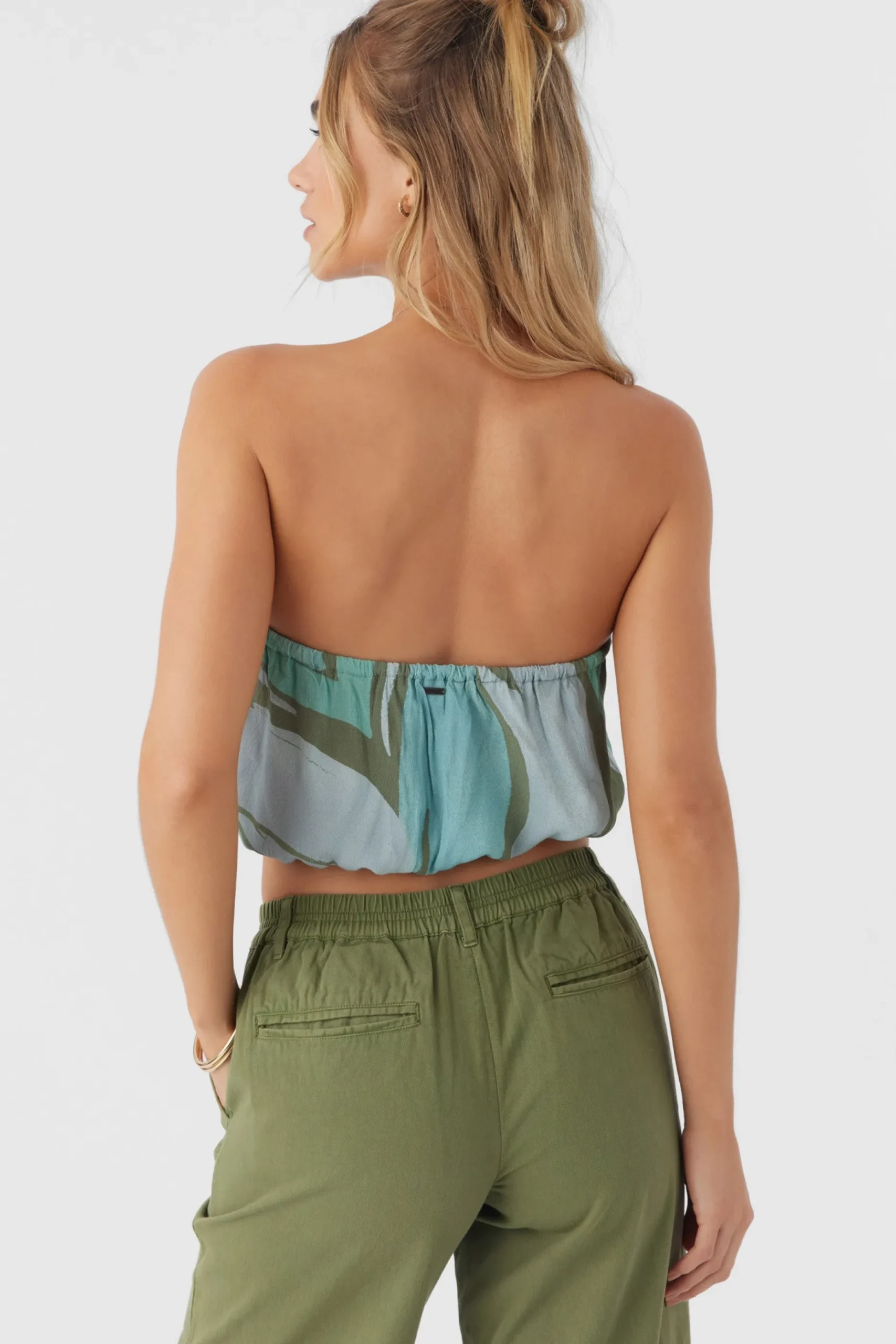 DANNY LORETA PRINT STRAPLESS CROP TOP