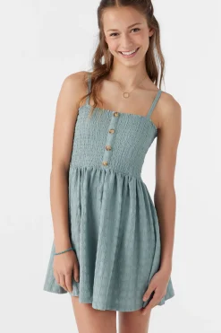 GIRL'S SHAENA SMOCKED TEXTURED KNIT DRESS