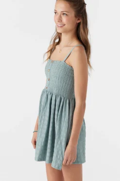 GIRL'S SHAENA SMOCKED TEXTURED KNIT DRESS