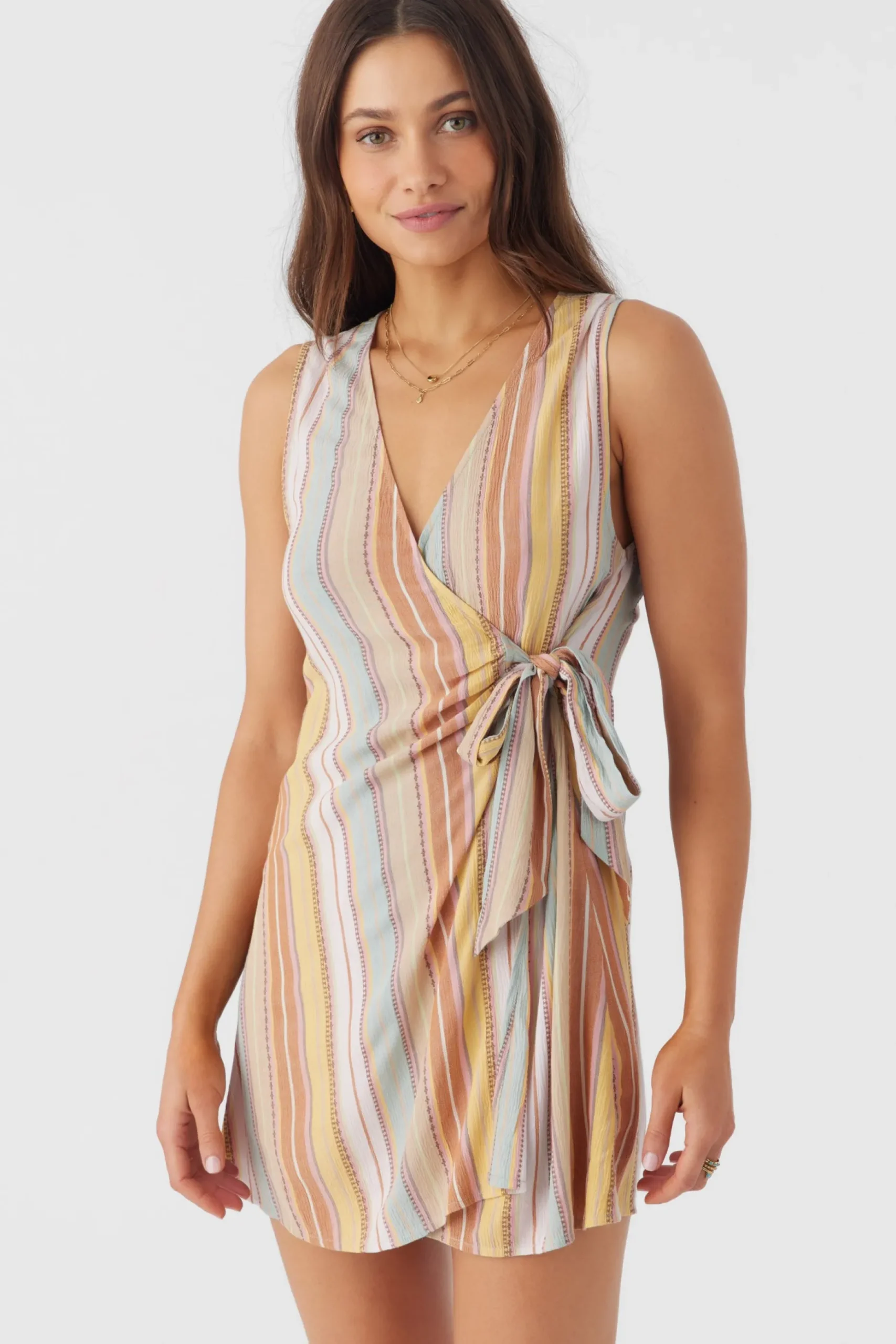MAIZIE STRIPE WRAP MINI DRESS