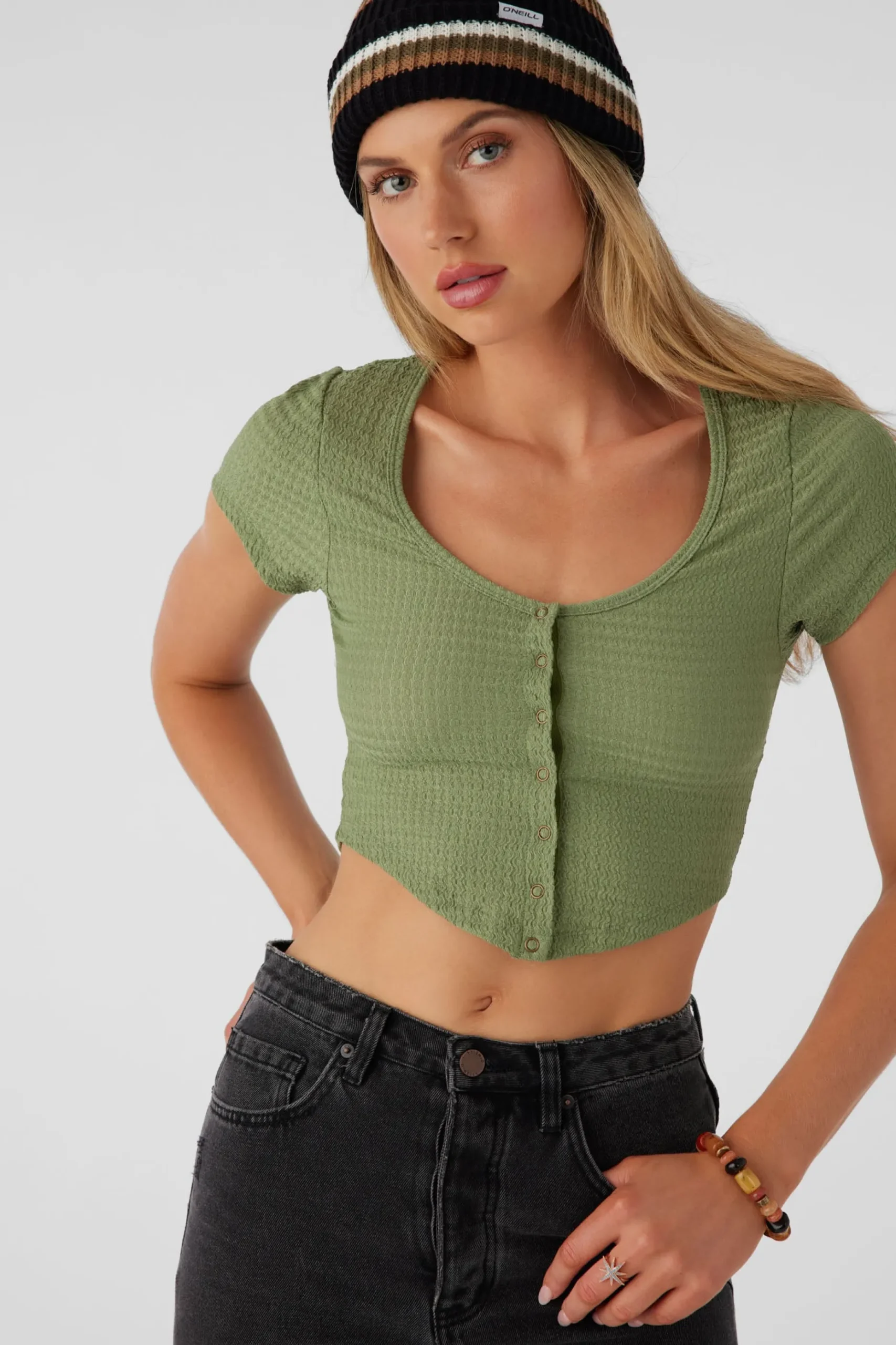 MARLENA TEXTURED KNIT CROP TOP