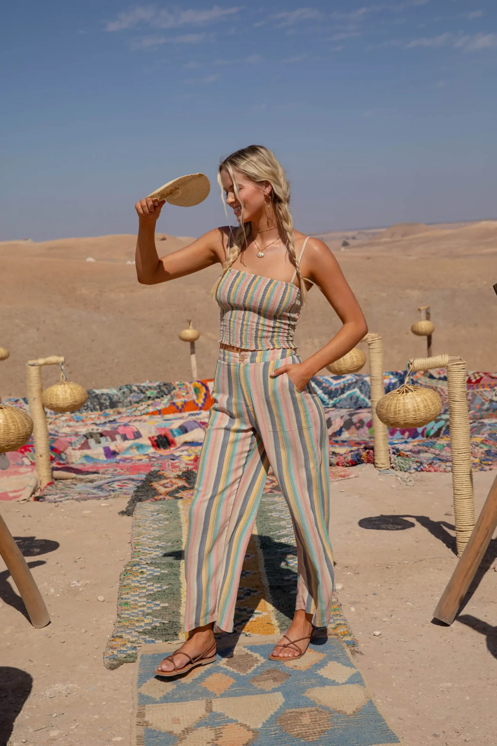 RYLAN BEACHBOUND STRIPE WIDE LEG PANTS